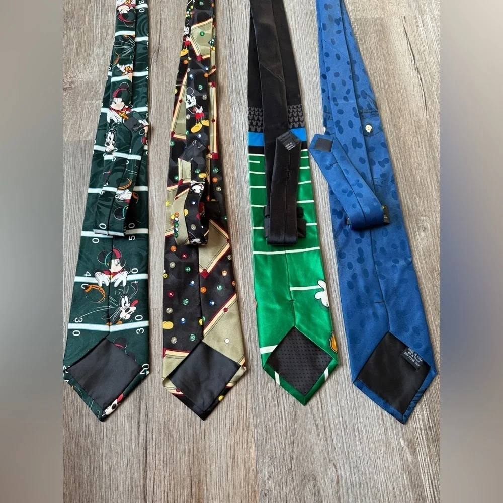 VTG DISNEY Mickey Tie Lot Dress Ties Multi Color LOONEY TUNES Pool Football